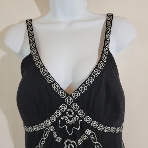 I.N.C. International Black Floral Embroidered Maxi Dress Sz S Y2K Fairy Grunge - Picture 2 of 10